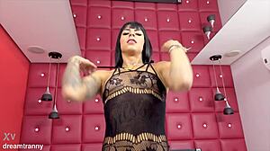 tranny sabrina lins plugs ass deep masturbates solo dildo frenzy