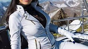 Weekend Ski Resort Adventure: AI Illustrated Leather Catsuit Jerk-Off Fantasy in Snow