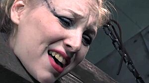 stockinged sub 😩 caned hard in pillory bdsm hogtied machine🔥