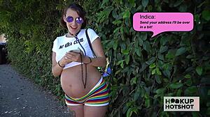 Pregnant Indica Monroe's shaved pussy roughly pounded! 🍆💦🤰