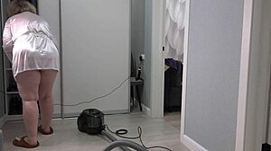 A Home Camera Catches Thick Ass Mature Housewife In Short Robe Flashing Boobs