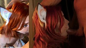 Cute Redhead Fox Deepthroats Monster Cock for Facial Cumshot Glory.