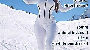 Weekend Ski Resort Adventure: AI Illustrated Leather Catsuit Jerk-Off Fantasy in Snow