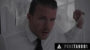 August Skye drains local boy's cum taboo style