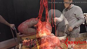 dominant guy chokes babe on cock before rough anal pounding in holiday spot