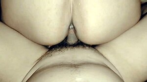 Chubby latina mommy bends over sucking cock gets creampied doggystyle 🍑💦