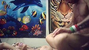 glasses brunette candice cumm rides italian machine backstage wildly