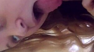 blonde big tits babe slurps black monster cock until she milks every drop out