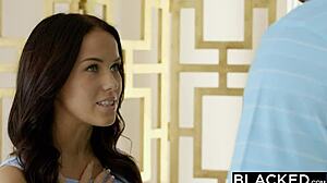 Megan Rain gags on BBC first time bent over riding doggystyle