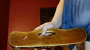 Redhead cougar squirts hard cumming on massive 14 inch dildo toy