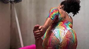 Chubby latina bbw farts during barefoot yoga by the mini pool