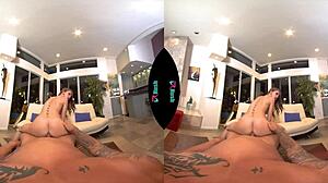 vrhush stuffs petite babysitter riley reid's tight pierced pussy cowgirl cumshot