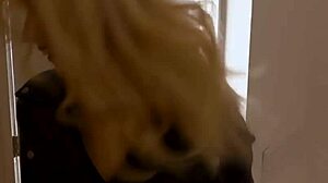 blonde sophia sweet rides dildo to dirty shaved pussy cum