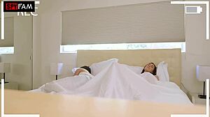 skinny brunette lena anderson teases stepbro rivalry draining his monster cock tight