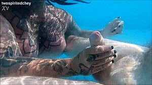 Poolside holiday threesome teases into wet pussy licking and big cock action