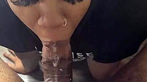 ebony freaknikniy slurps wet monster cock suck dry