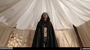 Witch mistress squirts uncontrollably as voodoo doll controls her goth slave humiliation