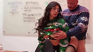 slutty coworker cami strella deepthroats my cock at office christmas party pov
