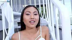 May Thai's Small Tits Crave Monster Cock Deepthroat Swallow Lunch