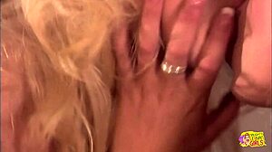 Ever wonder how a long dildo fills her tight blonde cunt till she squirts?