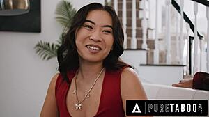 Petite ASIAN stepsisters LICK and RIDE stepdad's FANTASY cock in TABOO 3some