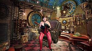 Mormor Carmen Angels slickar dildo och kuk i episk dubbel sprut