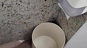 Public Toilet Solo Handjob with Small Cock Masturbation Thrill