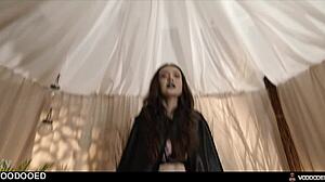 Witch mistress squirts uncontrollably as voodoo doll controls her goth slave humiliation