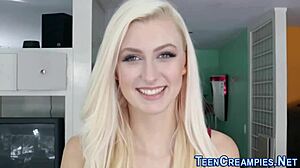Skinny teen pussy creampie filled to brim!