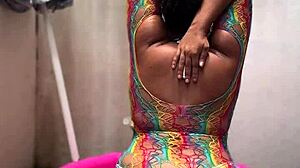 Chubby latina bbw farts during barefoot yoga by the mini pool