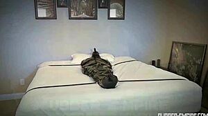 bound rubber doll toy stretched femdom bdsm slave orgasm play.