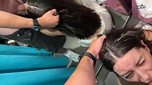 Risky Public Facefuck: Petite 24yo Brunette Gags on Huge Cock in Fitting Room Creampie