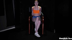 hey redhead, suck those big cocks deep at the gloryhole till cumshot?