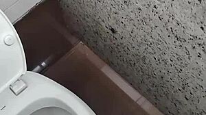 Public Toilet Solo Handjob with Small Cock Masturbation Thrill