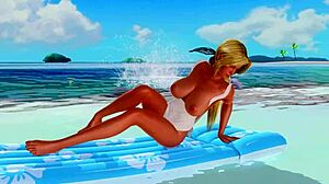 A tanned beauty casually slips off panties for nude reveal