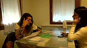 LAURA in LEATHER STRAPON-FUCKS bent-over edon� hard!