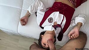 Petite Teen 18+ Lifts Miniskirt, Flashes Naughty Panties and Small Tits