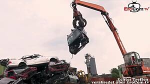 German Redhead Milf's Huge Tits Jiggle in Outdoor Anal MMF Threesome!