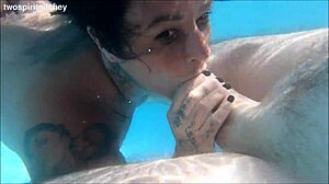 Poolside holiday threesome teases into wet pussy licking and big cock action