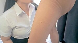 Chubby asian student cosplay babe deepthroats and rides uncensored