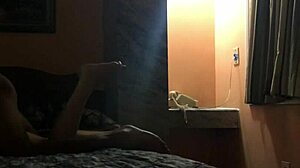 Brunette meets BLACK stud in HOTEL for homemade tit play