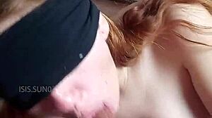 Coworker catches horny redhead wife in warehouse for rough riding and squirting oral