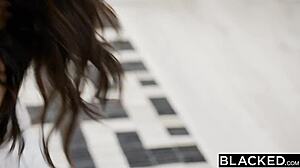 Megan Rain gags on BBC first time bent over riding doggystyle