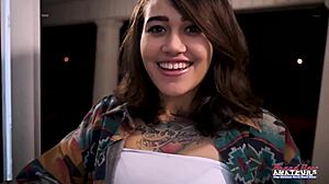 rihanna's inked skinny body dildo-bangs her wet pussy then deepthroats! 💦😈