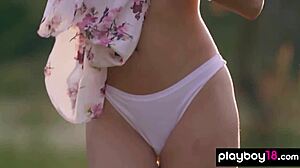 Petite filipina kit rysha strips skinny tits pussy outdoors for playboy