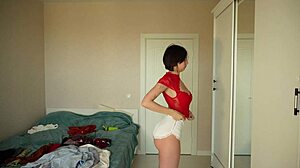 skinny tattooed teen slut tries on skimpy skirts and tops seductively