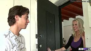 Gorgeous Blonde Hairdresser Milf Burns with Horny Cougar Desire for Young Cock