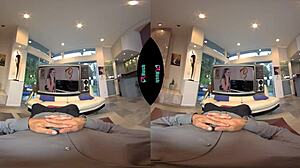 vrhush stuffs petite babysitter riley reid's tight pierced pussy cowgirl cumshot