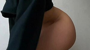 Big sexy blonde teen milf tries panties on before stripping naked solo