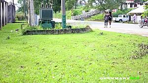 Yoga ebony babe gets fucked hard outdoors by stranger she meets on road